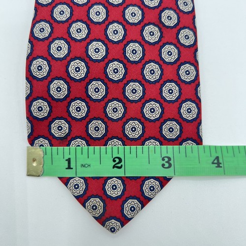 Brooks Brothers Markers Merchants Mens Silk Necktie Geometric Burgundy Blue - Picture 2 of 7