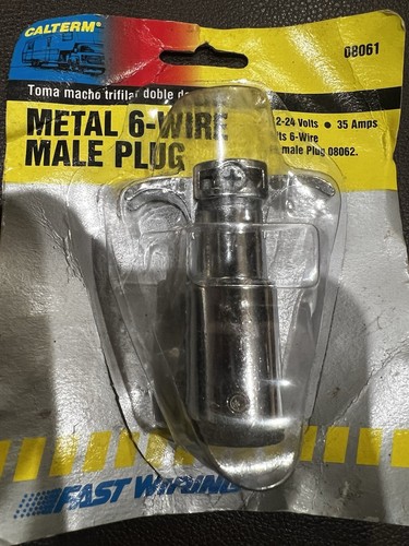 6 Wire Round Trailer Plug METAL Male End Calterm # 08061 NOS - Imagen 1 de 5