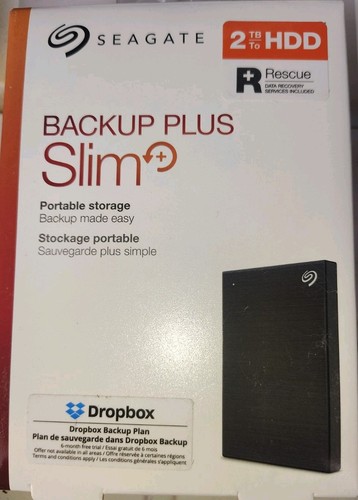Seagate Backup Plus Slim 2TB Portable External Hard Drive (STHN2000400) SEALED