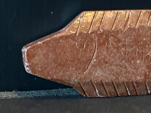 Plains Indian Fish Knife Pipestone Minnesota Mid Century Carved Catlinite Signed - Bild 3 von 8