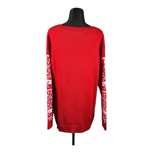 UGLY CHRISTMAS SWEATER Ho-Ho-Ho Fuzzy SEQUIN Candy Cane Snowflakes Women's 2XL - Picture 4 of 8