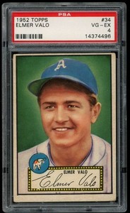 1952 Topps #34 Elmer Valo Red Back PSA 4 Philadelphia Athletics  (4496)