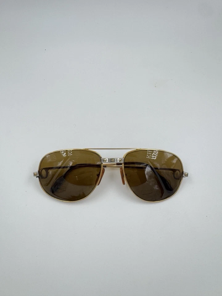 Rare Cartier Romance Santos Sunglasses Vintage Aviator Gold France Authentic - Image 2 of 4