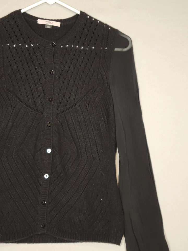 Cárdigan rojo Valentino tejido a ganchillo para mujer talla XS mezcla de lana negro manga transparente Foto 4 de 4
