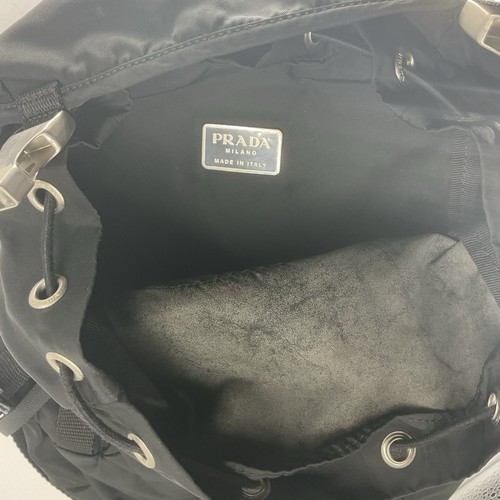 Vintage PRADA Black Nylon Mini Backpack Triangle Logo Street Style Unisex Bag - Picture 11 of 12
