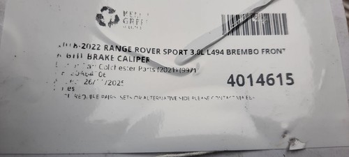 2018-2022 RANGE ROVER SPORT 3.0L L494 BREMBO FRONT RIGHT BRAKE CALIPER 20A64706 - Picture 12 of 13