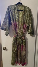 Handmade Indian Kimono Robe Pink Green