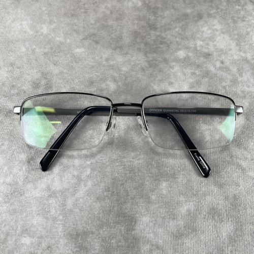 Adolfo Officer Eyeglasses Frames Mens Silver Gunmetal Half Rim 55-18-140 - Picture 10 of 10