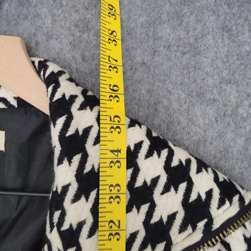 Vintage Georgiou Studio Coat Womens 6 Black White Houndstooth Belted Zip Collar - Picture 16 of 17