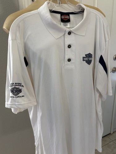 Harley Davidson Men's White Performance Short Sleeve Polo Outer Banks NC Size XL - Picture 3 of 6