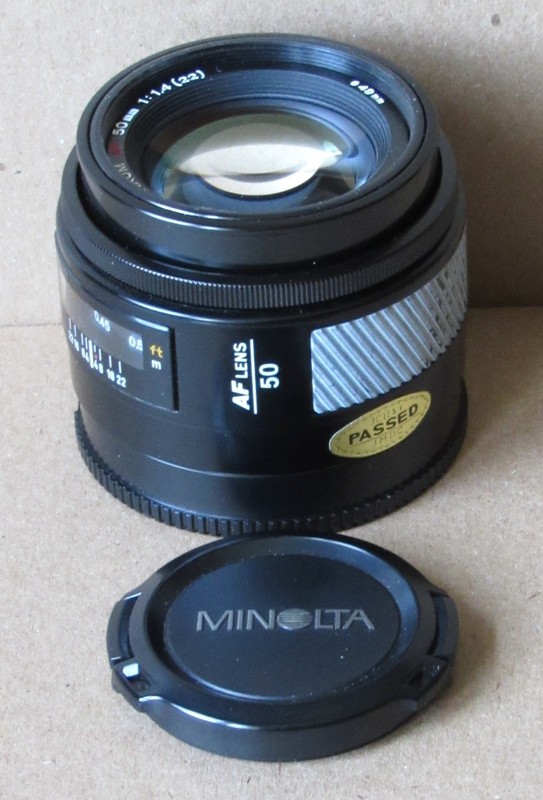 Minolta "Maxxum" AF 50mm 1:1.4 Standard Lens, Caps, Minolta UV Filter