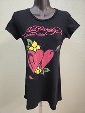 Ed Hardy Tattoo Love Womens Size XS Short Sleeve Shirt Black