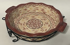Temptations Old World Cranberry Red Floral Baking Pie Deep Dish 10” W/ Rack