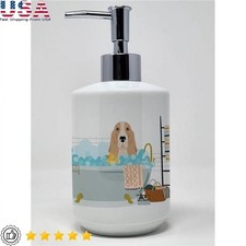 Basset Hound Ceramic Soap Dispenser Refillable Lotion Pump Bathroom Kitchen Use