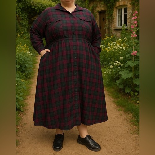 Vintage Hemdblusenkleid Talbots Größe 20 kariert Langarm 100% Baumwolle - Bild 2 von 14