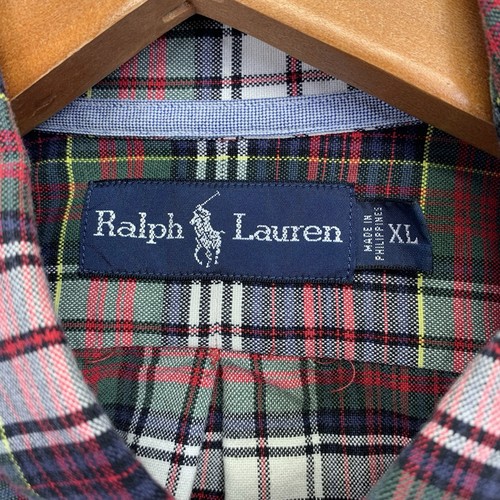 Ralph Lauren Shirt Mens XL Oxford Button Down Plaid Green Pony - Picture 3 of 12