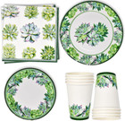 96-Piece Succulent Party Supplies Set – Paper Plates, Cups & Napkins for Cactus