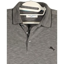 Tommy Bahama IslandZone Performance Polo Mens Large Gray Birdseye Knit