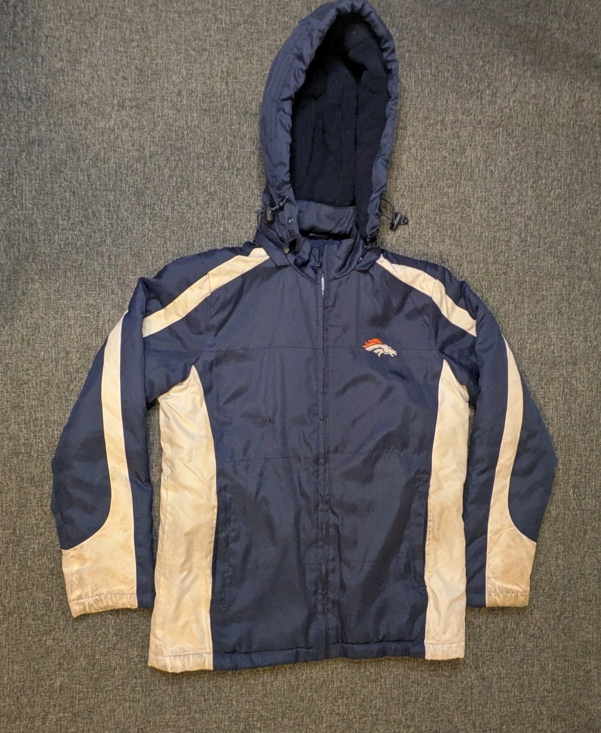 Vintage NFL Denver Broncos Jacket Navy Blue Men's Small Full Zip Football Coat