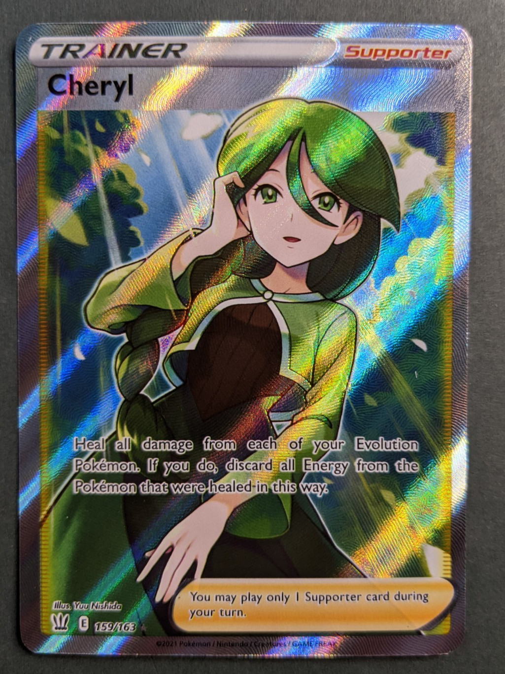 Pokemon Battle Styles CHERYL TRAINER Full Art Ultra Rare 159/163 MINT TCG