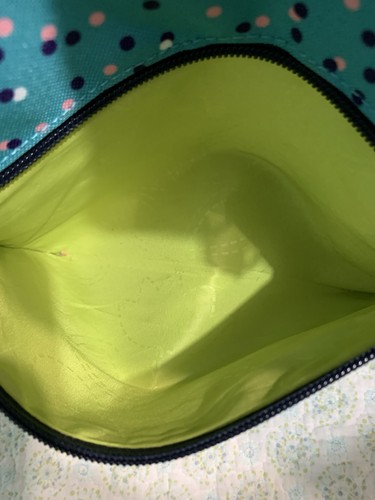 Lily Bloom Purse Handbag Teal Polka Dots Zip Roomy Tote - Picture 10 of 12