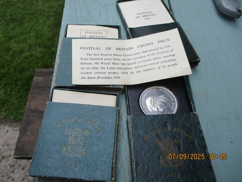 1951 Festival of Britain Crown Coins George VI Original Boxen. 4 aus. #87-0047