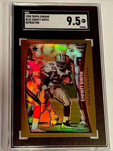 1998 EMMITT SMITH TOPPS CHROME REFRACTOR GEM 💎 MINT SGC 9.5  COWBOYS HOF SWEET - Picture 2 of 14