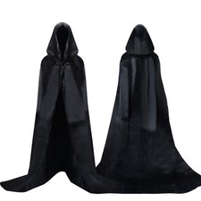 Hooded Cloak Vampire Long Cape Satin Adult Costumes Carnaval Halloween Christ...