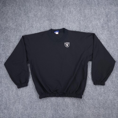 Oakland Raiders Jacket Mens Medium Black Reebok Las Vegas Pullover Windbreaker V - Picture 1 of 14