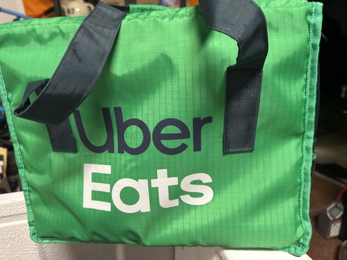 UBER EATS Insulated Delivery Bag Backpack Green 14" x 12" x 7" Used Once - Picture 5 of 7