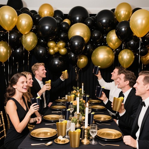 100 Pack Plastic Cups for Party- Disposable Gold and Black Halloween Cups, 50... - Picture 5 of 9