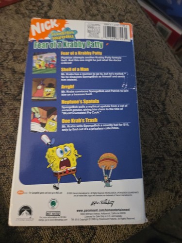 VHS Tape Sponge Bob Square Pants Fear of A Krabby Patty  - Picture 4 of 6