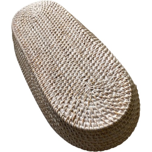 17 Inch Long Narrow Oval Serving Basket, Boho Handmade Rattan Bowl with 2 Inc... - Picture 4 of 6