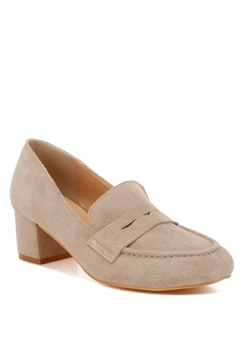 Astra Block Heel Genuine Suede Loafers - Picture 1 of 14