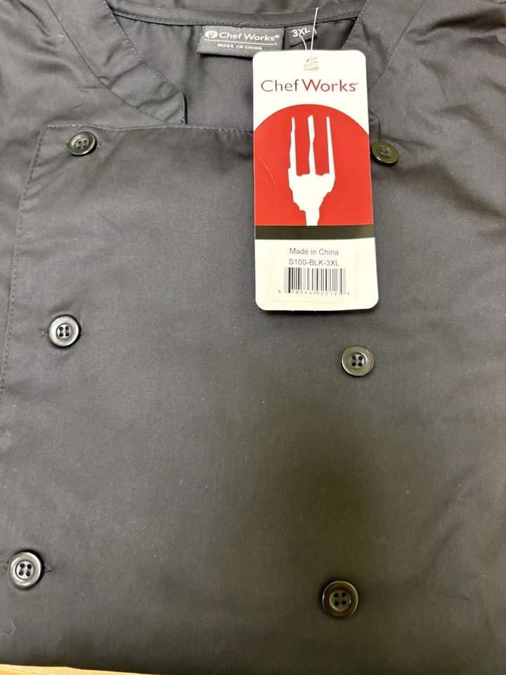 Uniforme Chef Works para Hombres 3XL Chaqueta Completa con Cremallera Negra Estilo Moderno Foto 2 de 3
