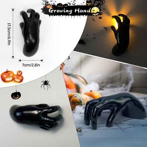 Decorazione Halloween da Interno 4 Confezioni Mani Raccapriccianti Candele LED - Foto 5 di 9