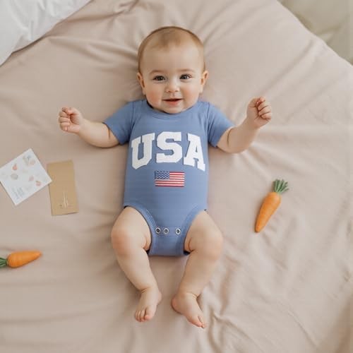 4th of July Baby Boy Girl Outfit Newborn Bubble Romper 0-3 Months Blue - Picture 5 of 7
