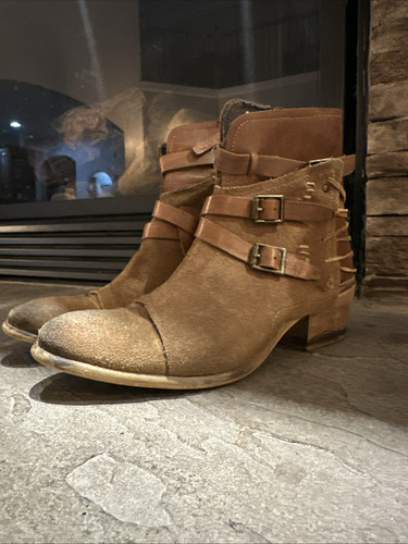 Bed Stu abgenutzte Lederstiefel Roan Jag Damengröße 8 Stiefelette Western Motorrad - Bild 1 von 12