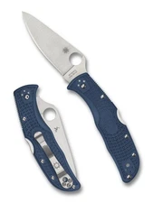 Spyderco Endela Folding Knife C243PCBL Satin SPY27 Plain Edge Blade Cobalt Blue