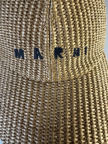 MARNI raffia hat cap caramel logo NWT size Small - Picture 4 of 11