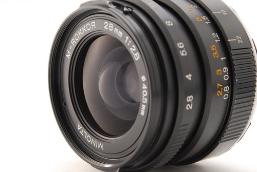 TOP MINT MINOLTA M-Rokkor 28mm F/2.8 Lens + Hood for CL CLE Leica M From JAPAN - Picture 3 of 9