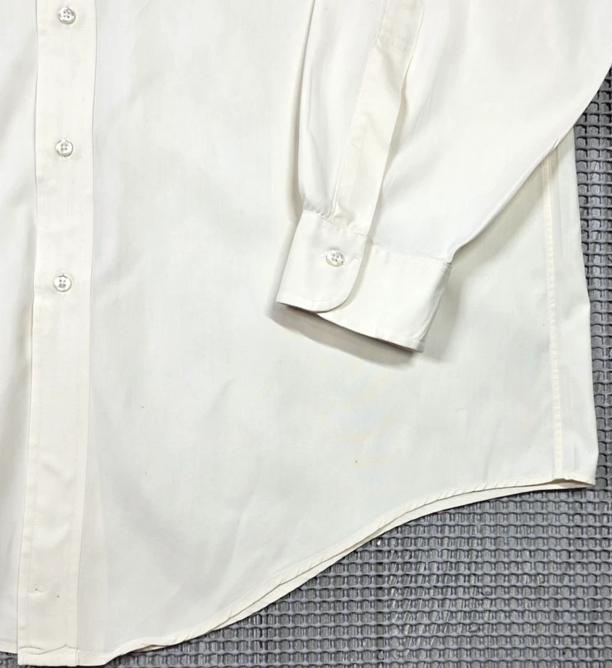 Vintage Brooks Brothers Makers Dress Shirt Mens 17-4 Cream Oxford Made In USA - Image 4 of 4