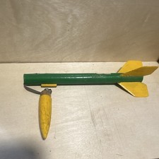Vintage Green and Yellow Wooden Rocket Space Toy Pre-1970 for 17 Years  Up