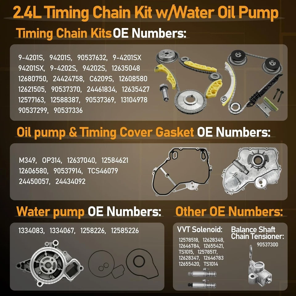 Timing Chain Kit Water&Oil Pump for 09-17 GMC Terrain Chevy Equinox Malibu 2.4L Foto 4 de 4