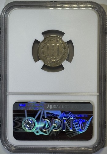 1869 Three Cent Nickel - NGC AU 55 - Picture 4 of 5