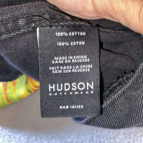 Hudson Men's Denim Vest 2X Black Cotton Sleeveless Jacket Future Embroidered - Picture 6 of 10