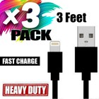 Pack 3 Câble Chargeur Rapide USB Cordon Voiture Charge F Apple iPhone 6 7 8 X 11 12 13 14