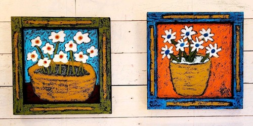 John Sperry Southern Primitive FLOWERS Folk Art Painting "JOYFUL DAISY'S" Spring - Picture 6 of 13