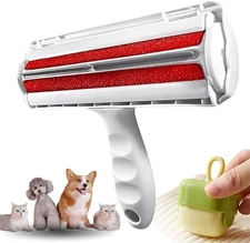 LYAN 2-Piece Pet Hair Remover Brush Set, Reusable Roller & Free Mini Lint Tool