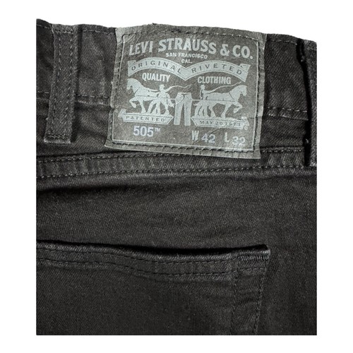 Jeans uomo Levi Strauss 505 regular fit 42x32 gamba dritta lavaggio scuro nero - Foto 6 di 12